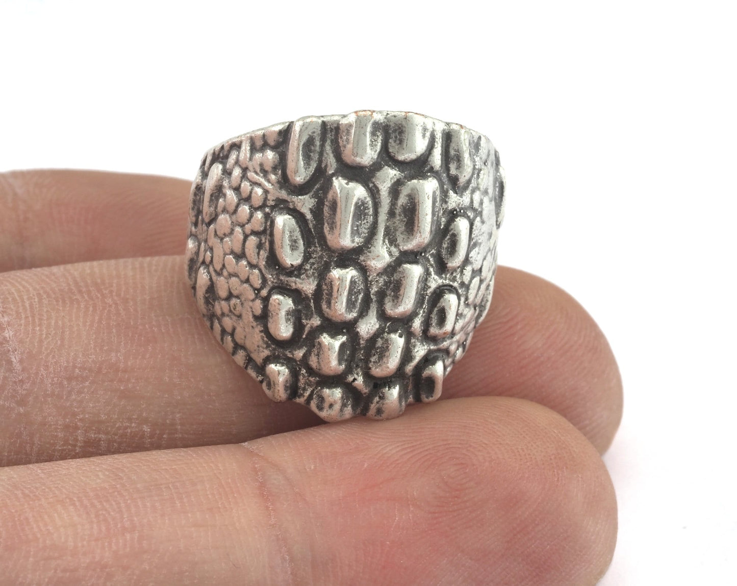 Crocodile Skin Ring Adjustable Ring Antique Silver Plated brass (18mm 7.5US inner size) OZ2753