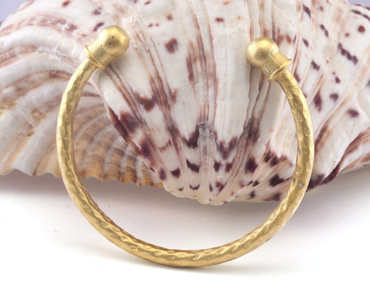 Hammered Adjustable Bracelet Matte Gold Plated Brass 1 pc. (64mm inner size - Adjustable ) OZ3894