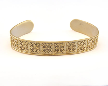 Textured Bracelet Matte Gold Plated Brass 1 pc. (60mm inner size - Adjustable ) OZ2963