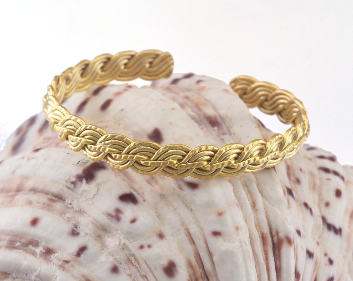 Swirl Bracelet Matte Gold Plated Brass 1 pc. (61mm inner size - Adjustable ) OZ2964