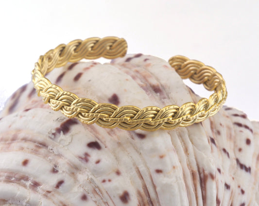 Swirl Bracelet Matte Gold Plated Brass 1 pc. (61mm inner size - Adjustable ) OZ2964