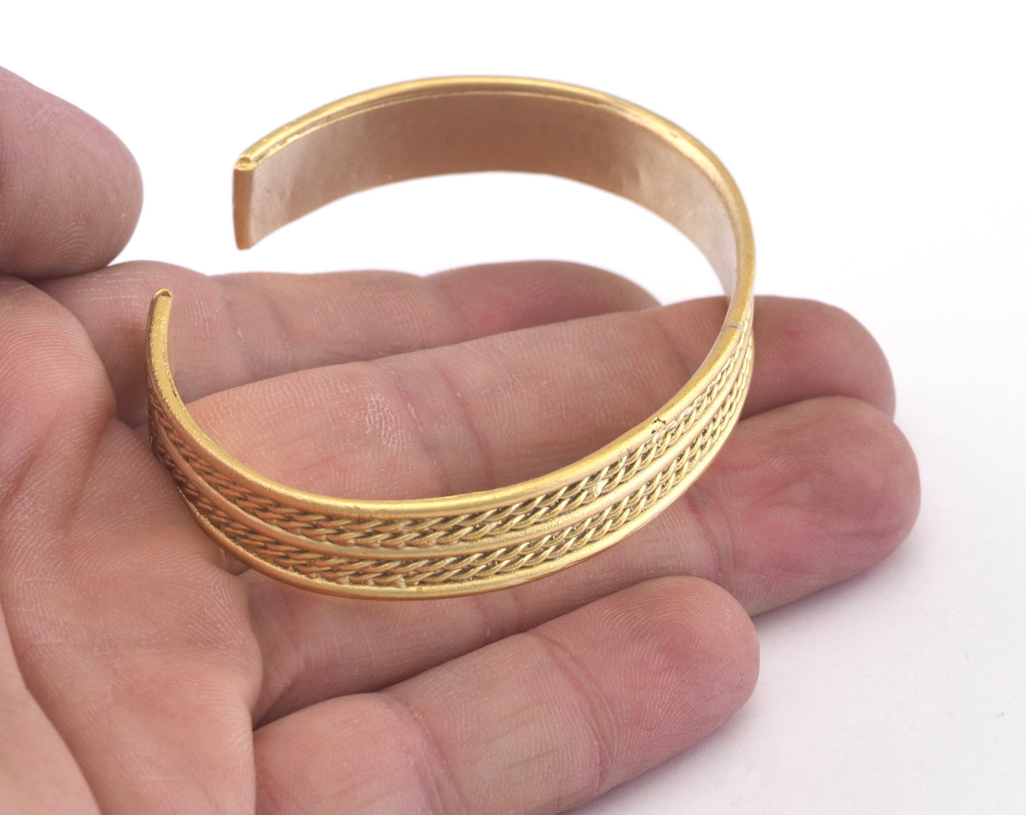 Textured Bracelet Matte Gold Plated Brass 1 pc. (64mm inner size - Adjustable ) OZ2967
