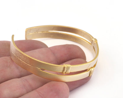 Bracelet Matte Gold Plated Brass 1 pc. Adjustable (64mm inner size - Adjustable ) OZ2968