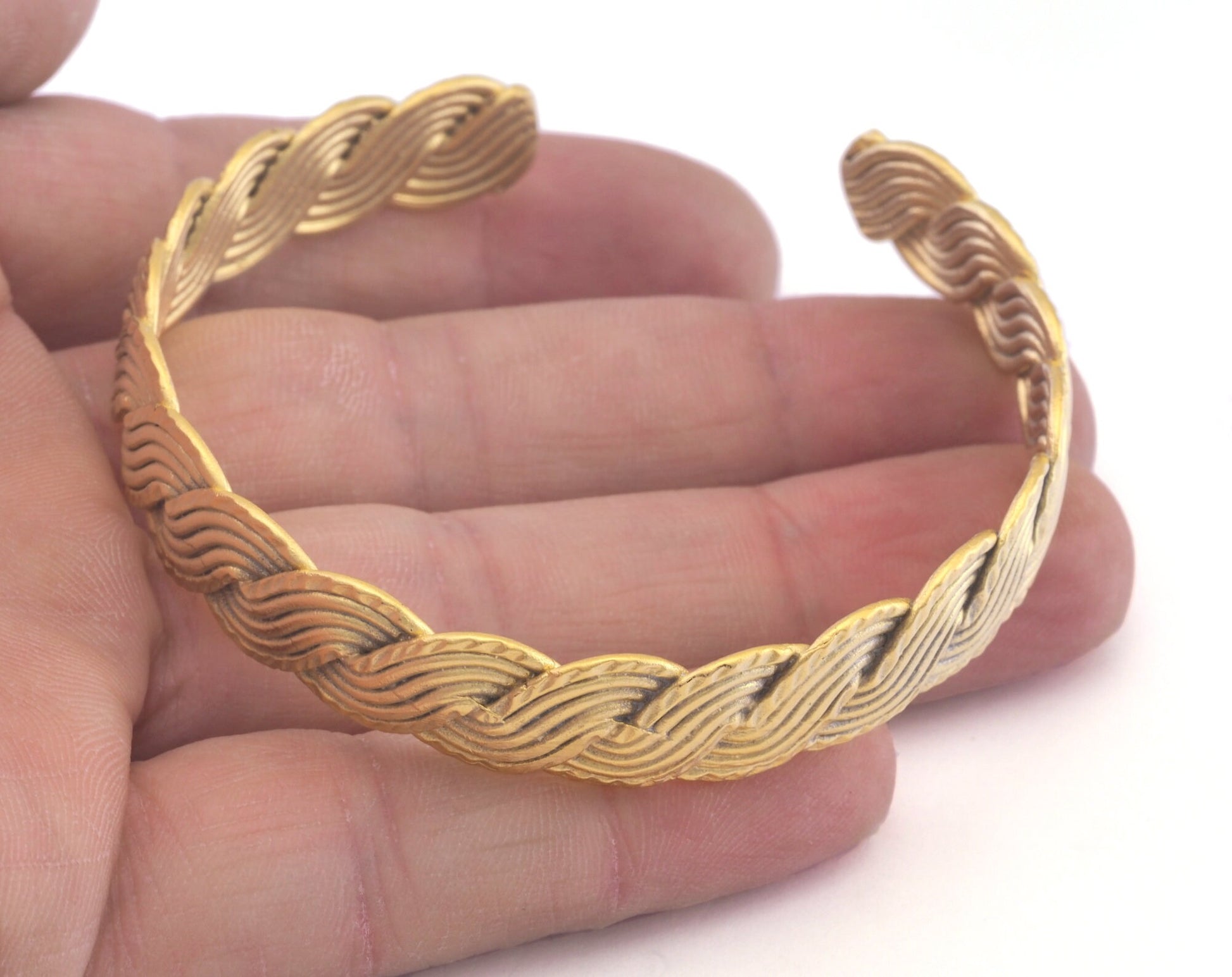 Swirl Bracelet Matte Gold Plated Brass 1 pc. (61mm inner size - Adjustable ) OZ2969