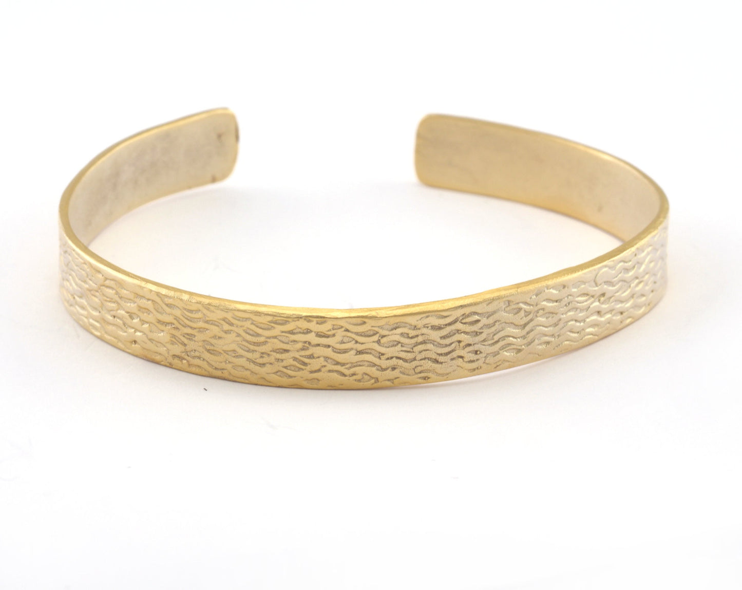 Textured Bracelet Matte Gold Plated Brass 1 pc. (65mm inner size - Adjustable ) OZ2970