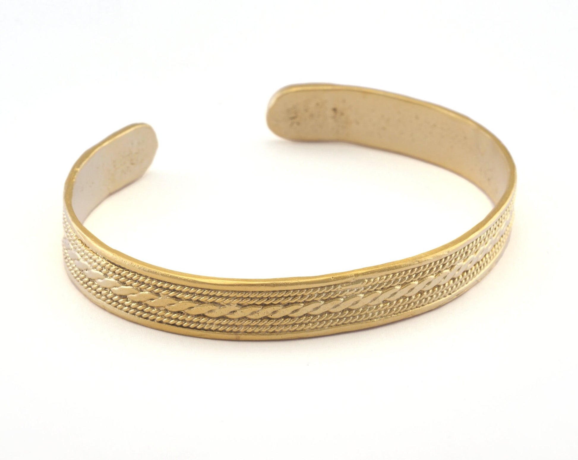 Textured Bracelet Matte Gold Plated Brass 1 pc. (63mm inner size - Adjustable ) OZ2971