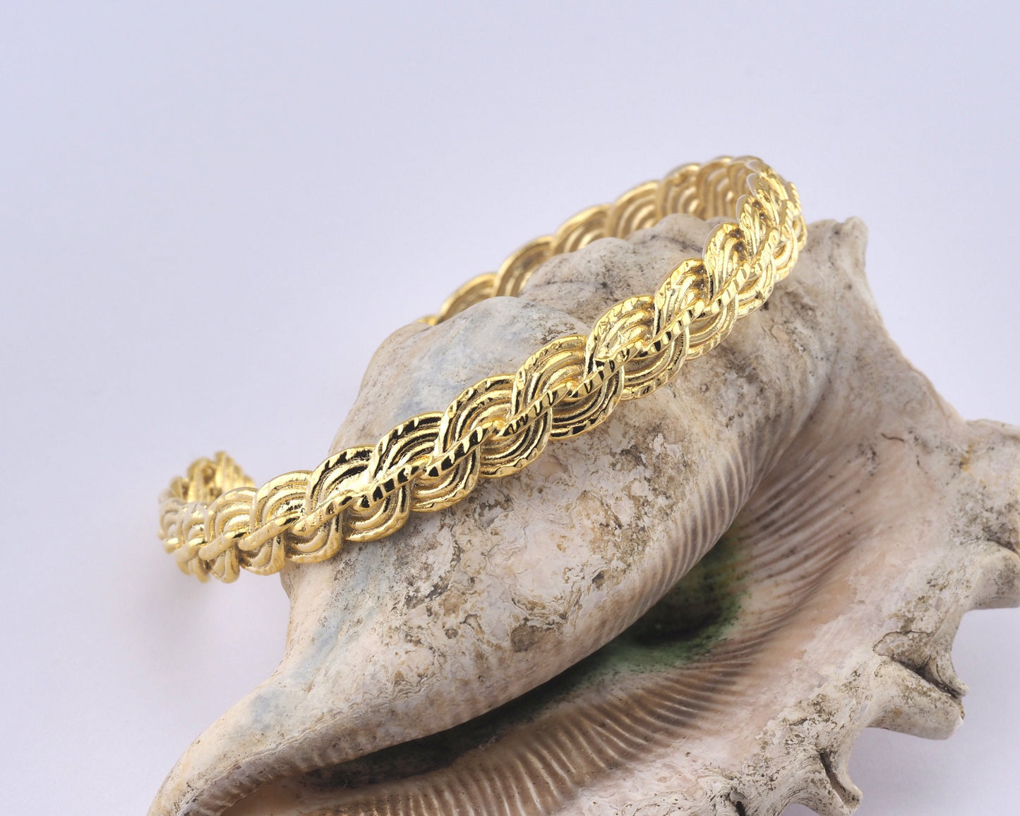 Swirl Bracelet Shiny Gold Plated Brass 1 pc. (61mm inner size - Adjustable ) OZ2964