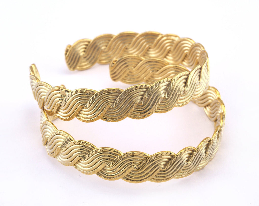 Swirl Bracelet Shiny Gold Plated Brass 1 pc. (61mm inner size - Adjustable ) OZ2969