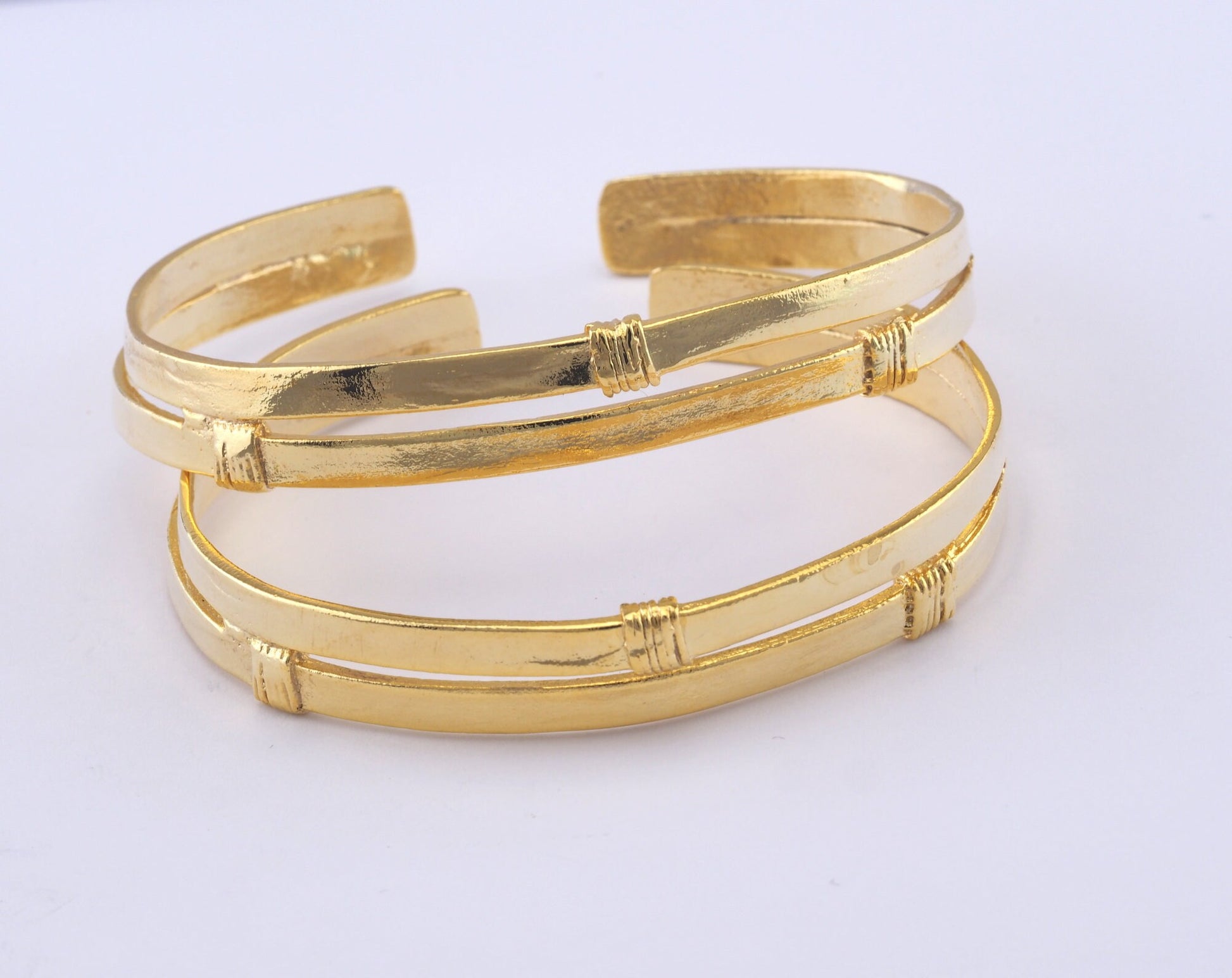 Bracelet Shiny Gold Plated Brass 1 pc. (64mm inner size - Adjustable ) OZ2968