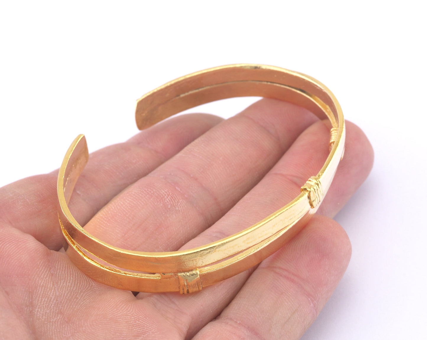 Bracelet Shiny Gold Plated Brass 1 pc. (64mm inner size - Adjustable ) OZ2968