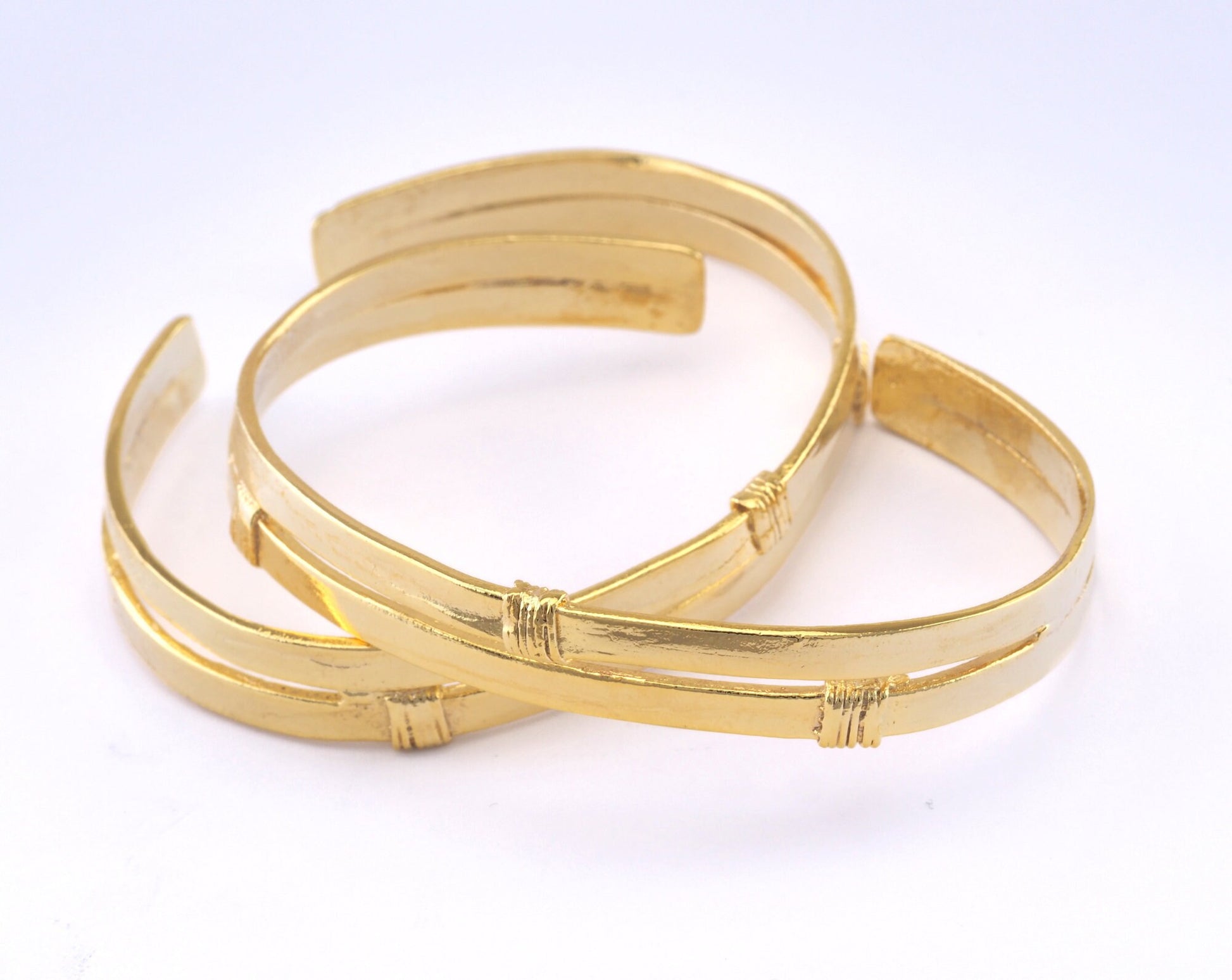 Bracelet Shiny Gold Plated Brass 1 pc. (64mm inner size - Adjustable ) OZ2968