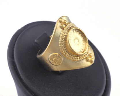 Ring Flowers Adjustable Ring Bezel - Matte Gold Plated brass (18mm 7.5US inner size - Adjustable ) OZ2981