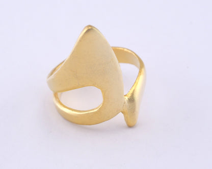 Adjustable Shark tail ring Matte Gold Plated brass (18mm 8US inner size) Oz2991