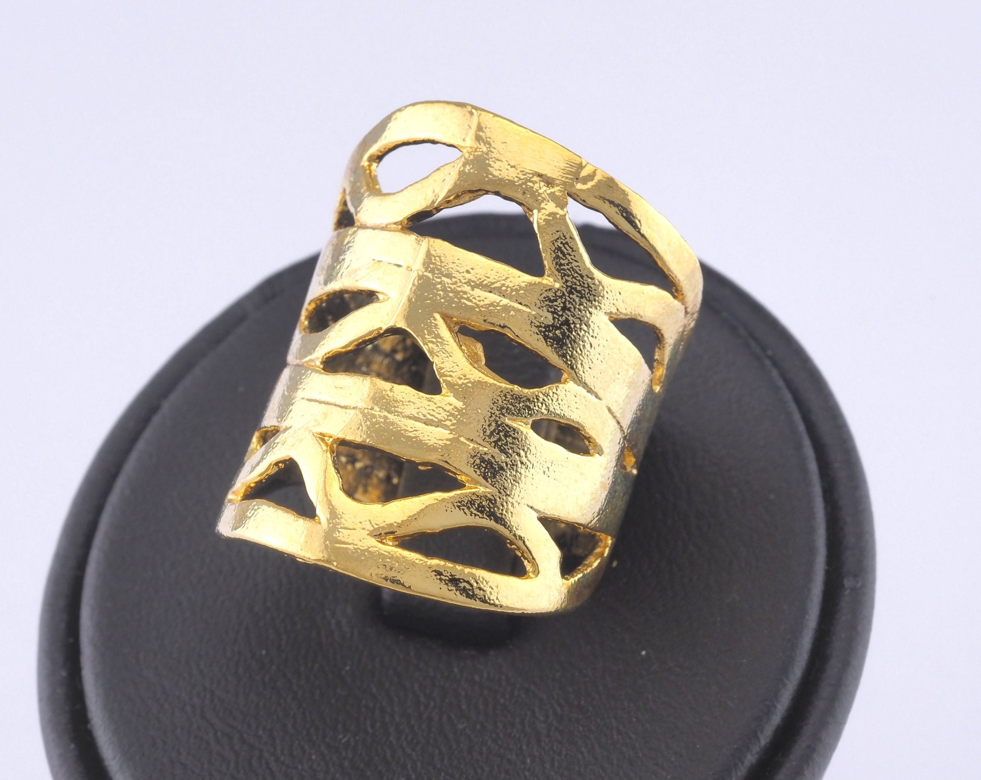 Adjustable Ring Shiny Gold Plated brass (18mm 8US inner size) Oz2992