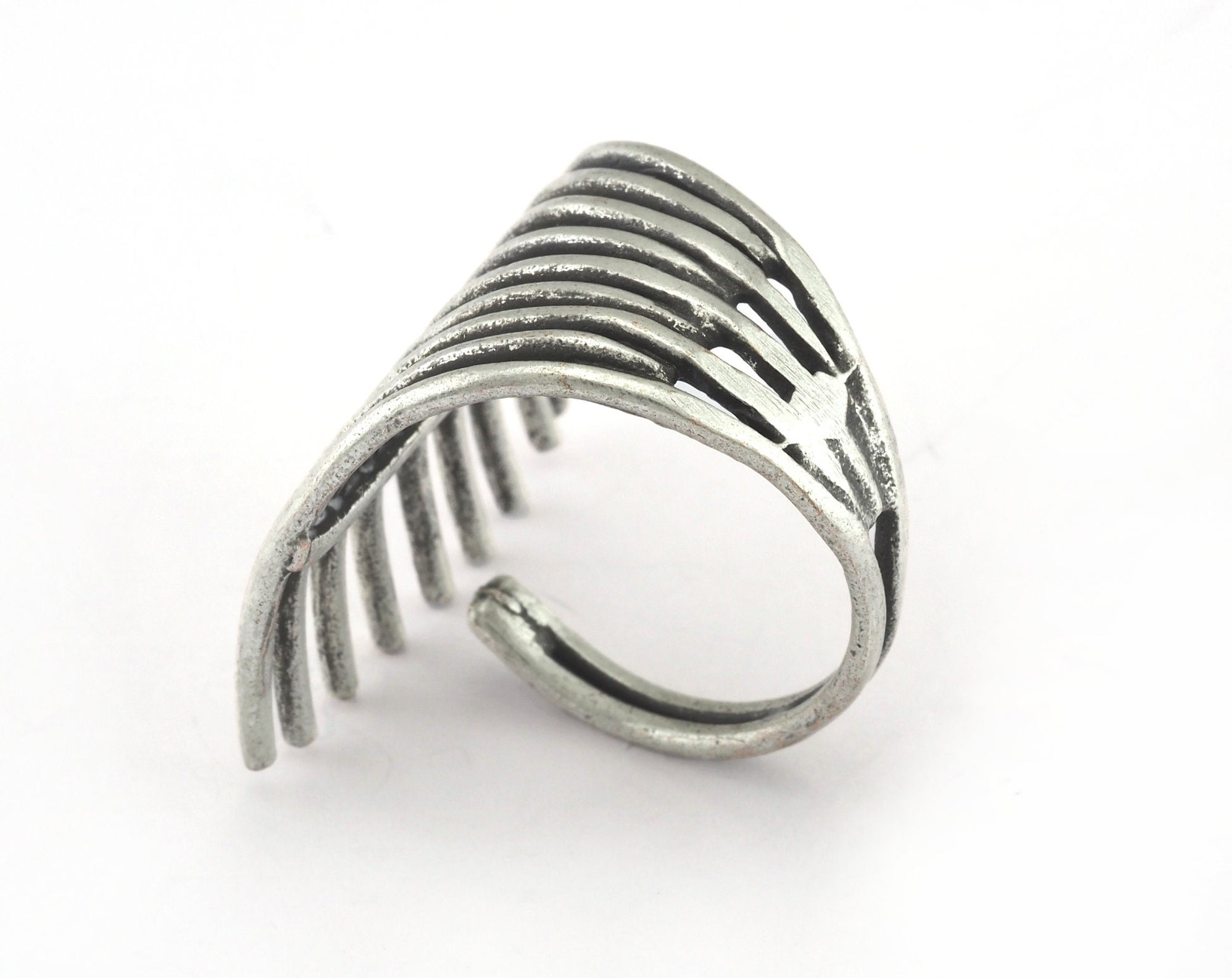 Adjustable Ring Antique silver plated brass (19mm 9US inner size) OZ2738