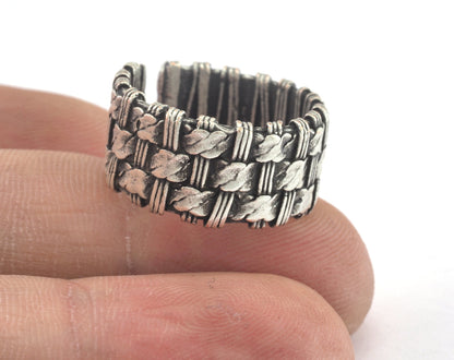 Mesh Ring Adjustable Ring Antique Silver Plated Brass (17mm 7US inner size) OZ3186