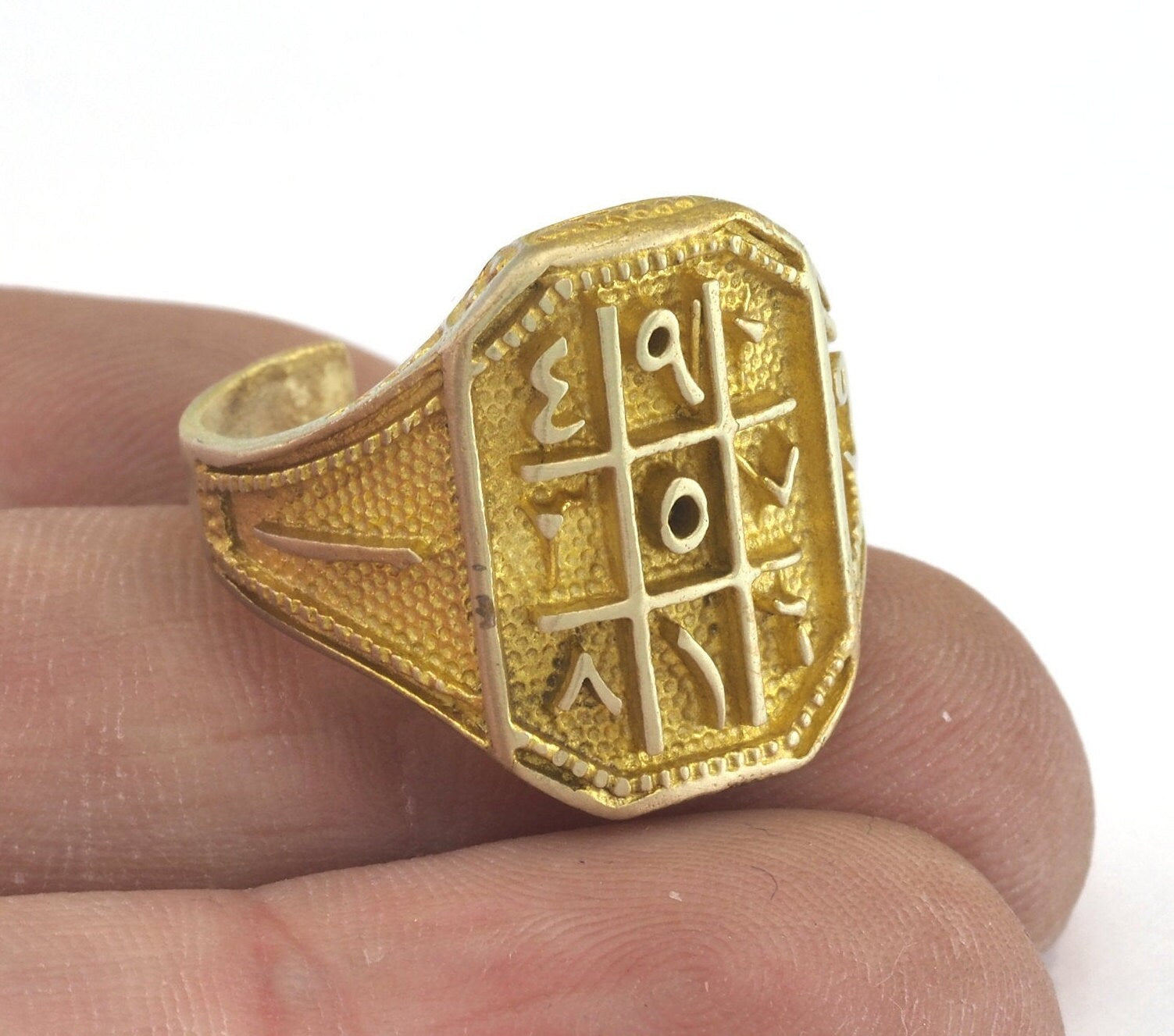 Arabic numbers Ring Raw brass (18.5mm 8.5US inner size) OZ3064