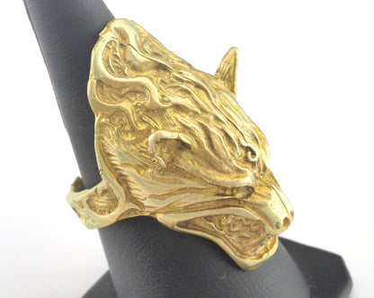 Wolf Beast Adjustable Ring Raw Brass (18mm 7.5US inner size) OZ2932