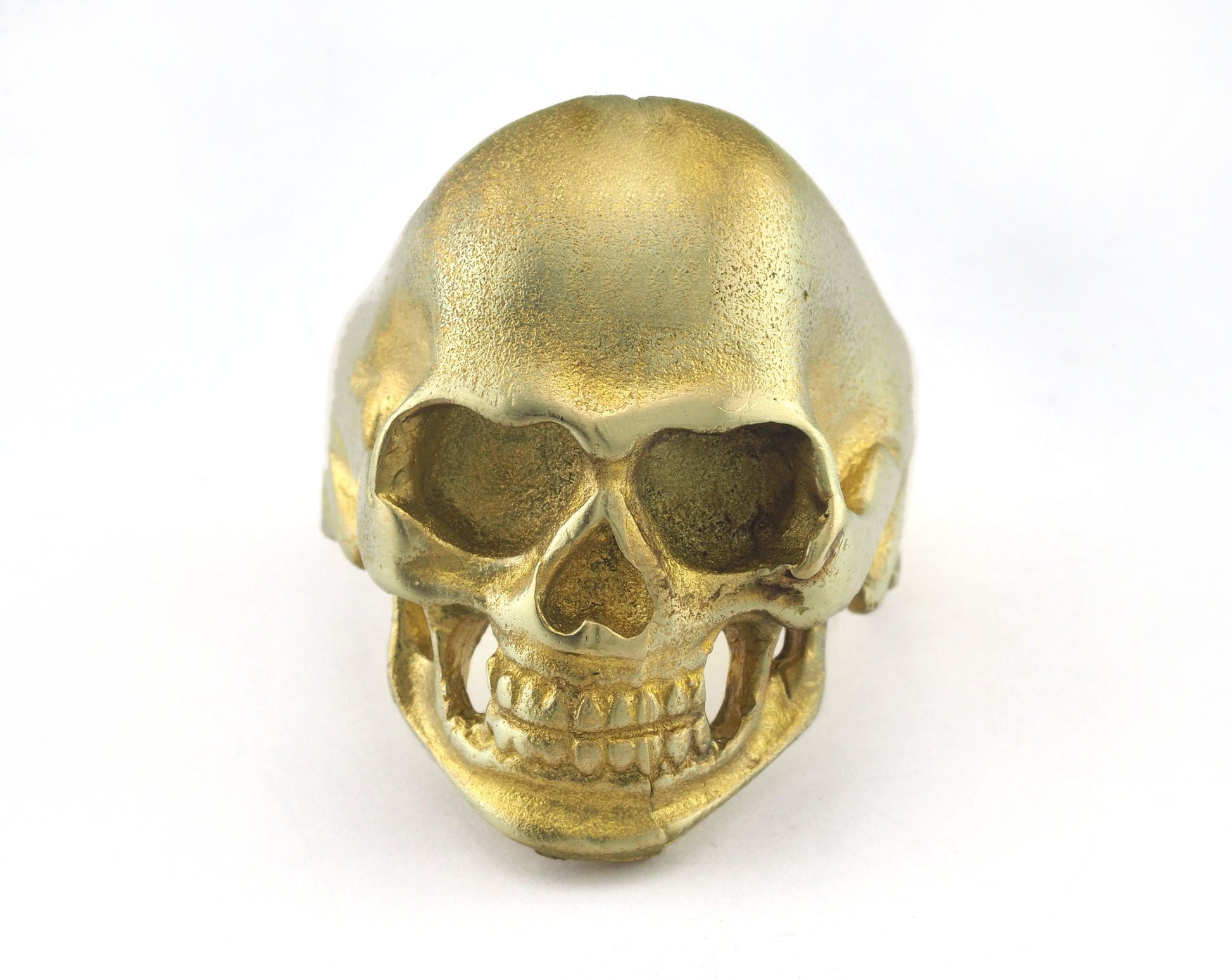 Skull Adjustable Ring Raw Brass (19mm 9US inner size) OZ2928