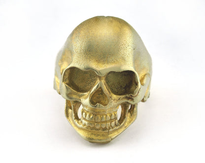 Skull Adjustable Ring Raw Brass (19mm 9US inner size) OZ2928