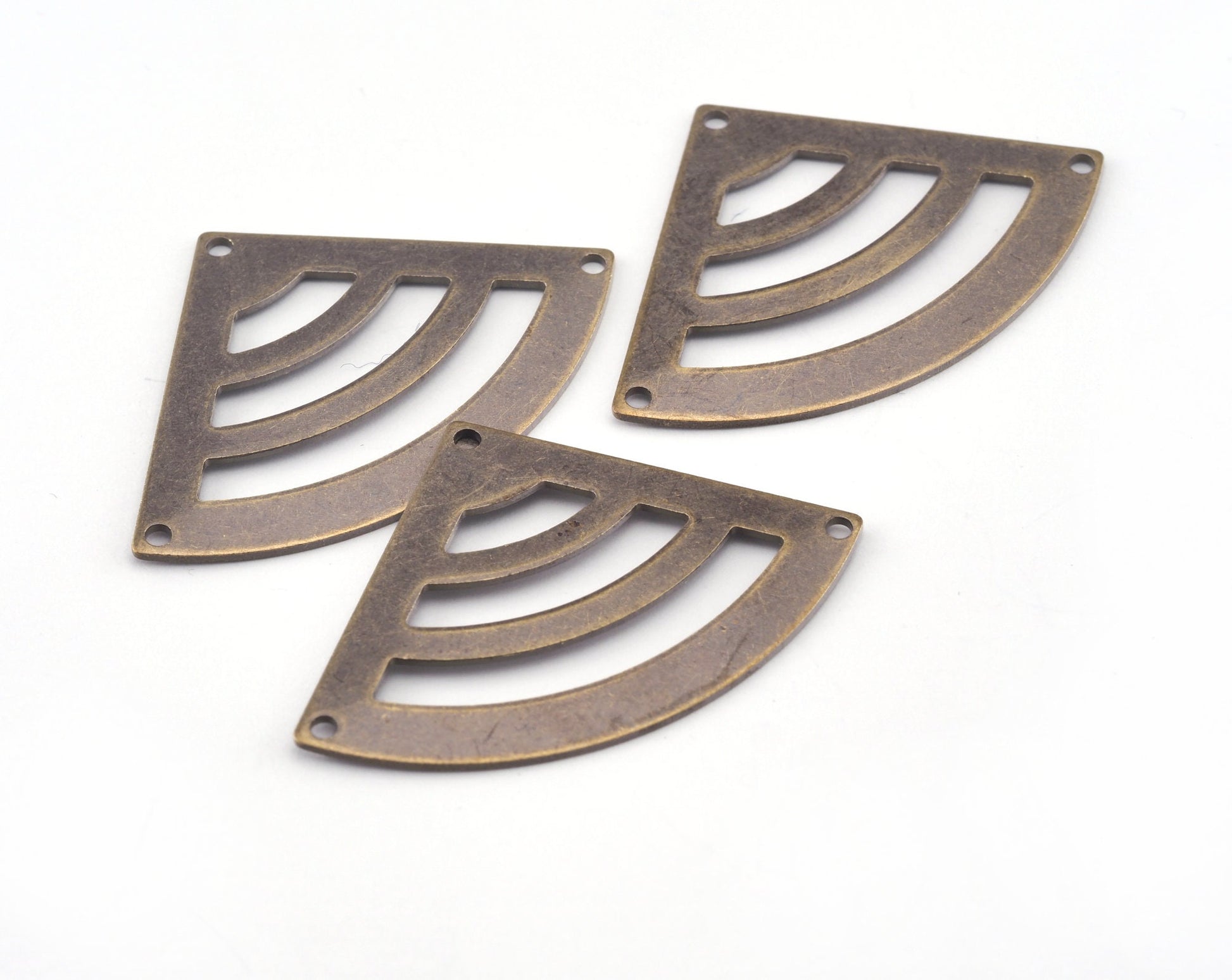 Triangle antique bronze plated brass 27x39mm connector charms , findings earring oz2864-275