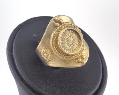 Ring Flowers Adjustable Ring Bezel - Raw brass (18mm 7.5US inner size - Adjustable ) Oz2981