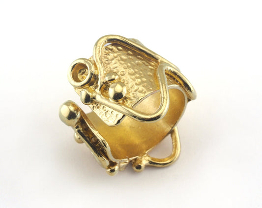 Ring Adjustable Bezel Ring Raw brass (18mm 7.5US inner size - Adjustable ) Oz3189