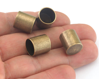 Cord End Caps Antique Bronze brass 13x12mm (11mm inside diameter) Leather Cord Terminator cord tip ends, ribbon end, ENC11 OZ3102