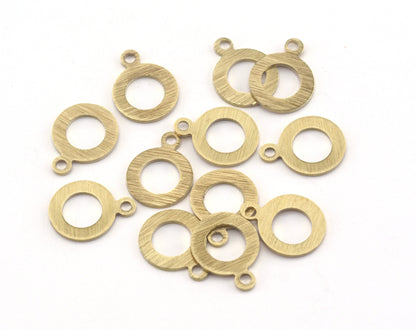 Brushed round raw brass 15x12mm charms , findings earring OZ3206-58