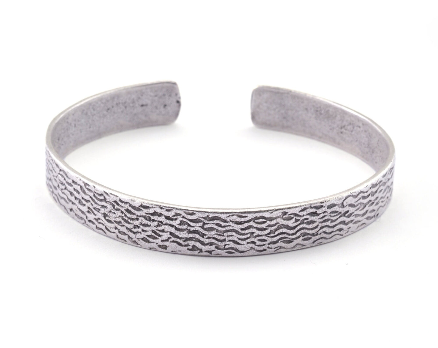 Textured Adjustable Bracelet Antique Silver Plated Brass (65mm inner size - Adjustable ) OZ2970