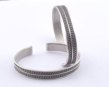 Textured Bracelet Antique Silver Plated Brass (64mm inner size - Adjustable ) OZ2967