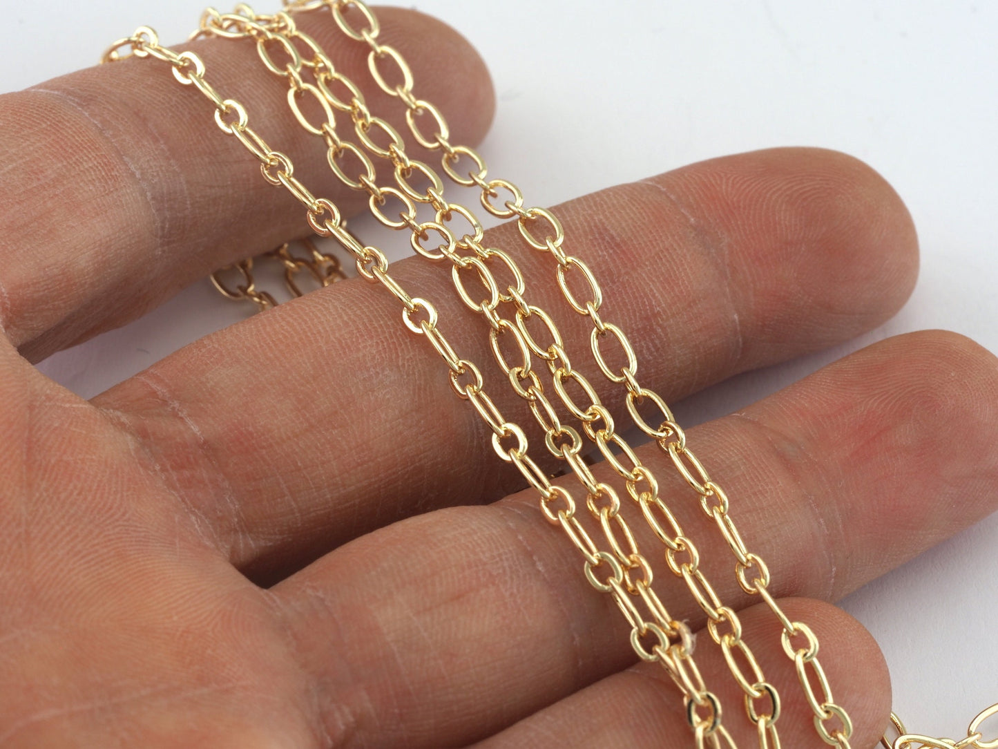 Soldered Oval cable trace chain 3.1mm Gold Tone Lacquer iron Z159