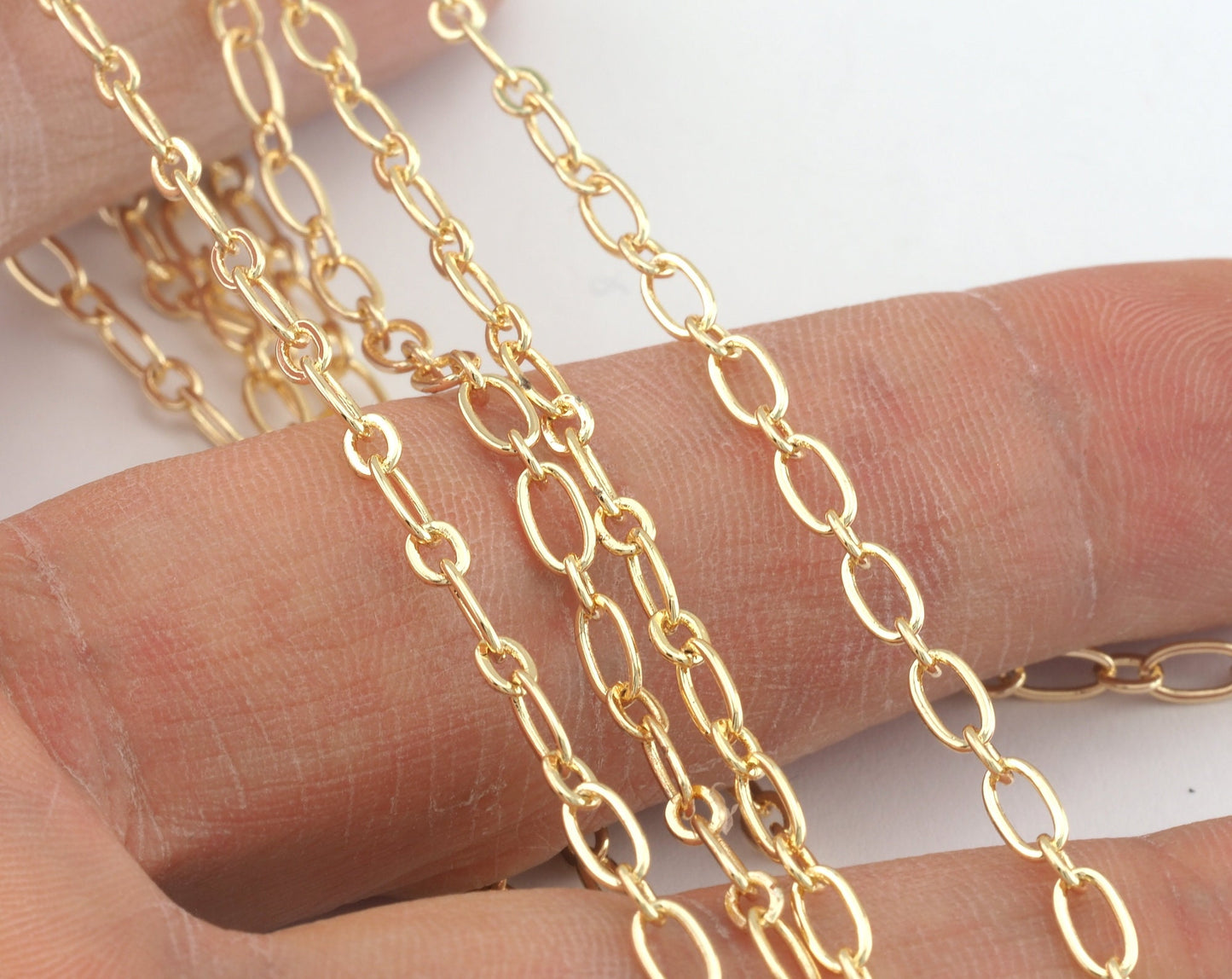 Soldered Oval cable trace chain 3.1mm Gold Tone Lacquer iron Z159