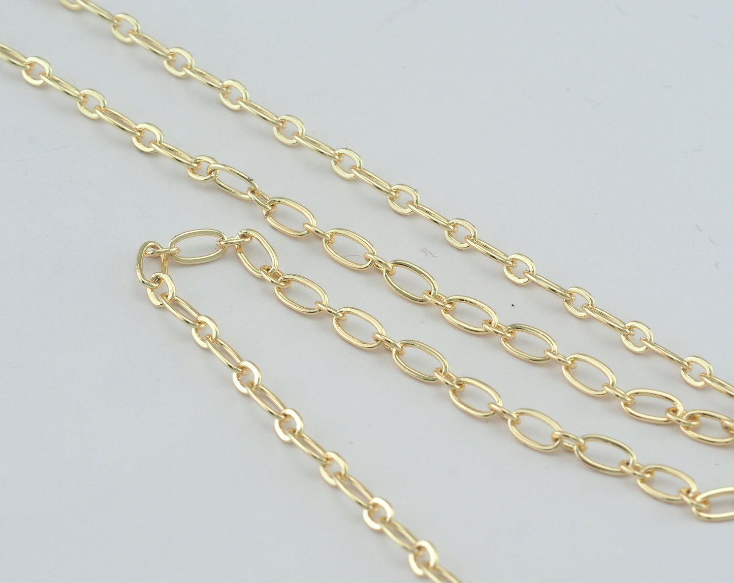 Soldered Oval cable trace chain 3.1mm Gold Tone Lacquer iron Z159