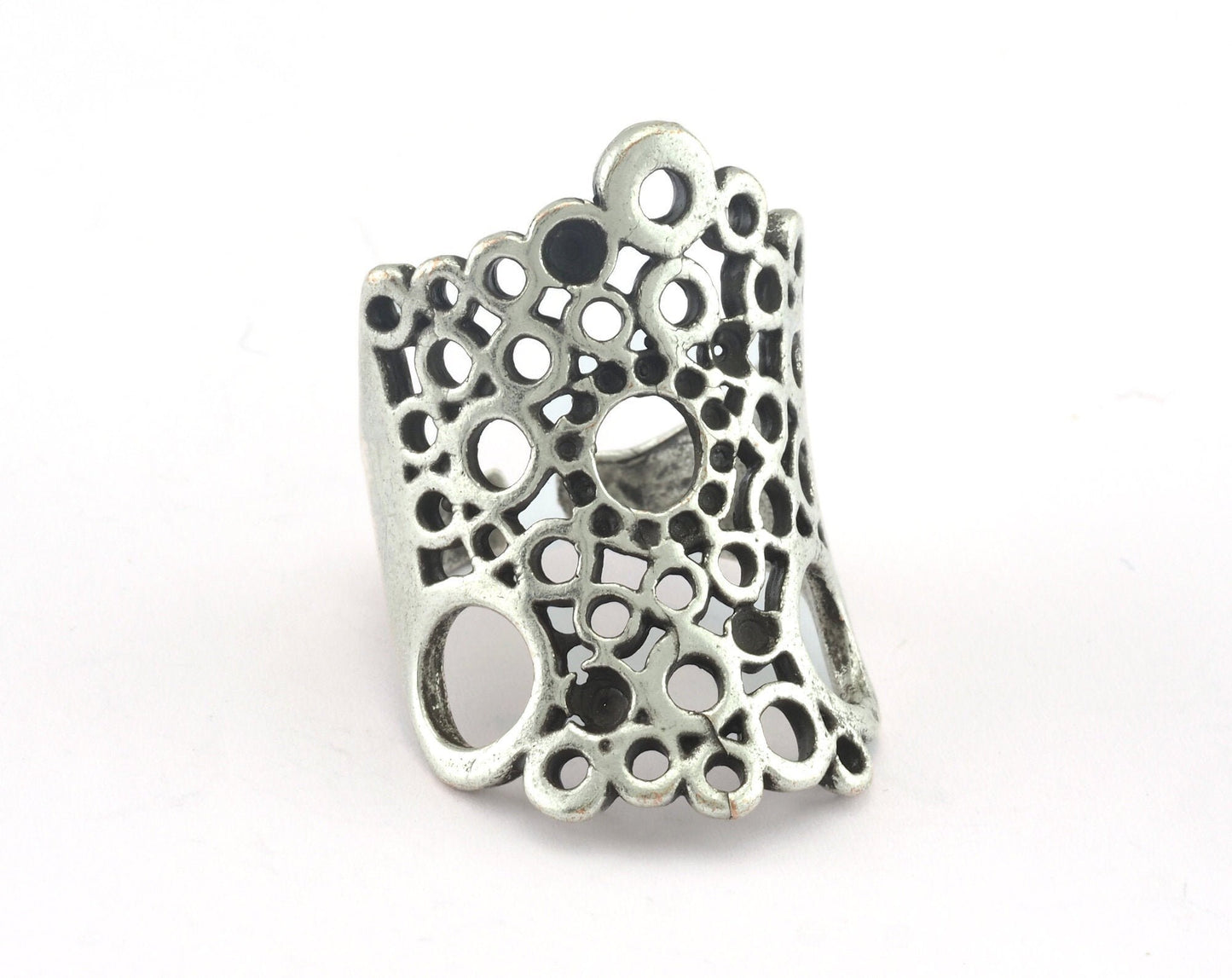 Ring Adjustable Antique Silver Plated brass (18.5mm 8.5US inner size) OZ3214 ring20