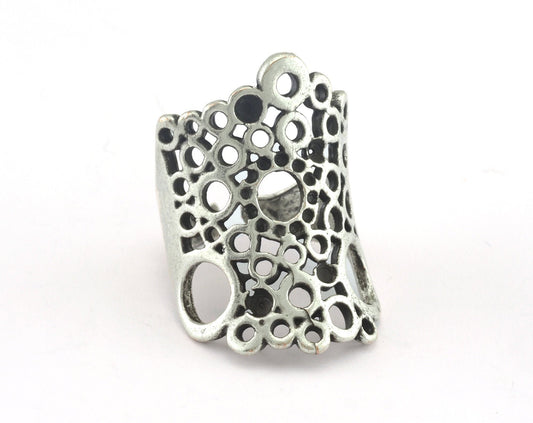 Ring Adjustable Antique Silver Plated brass (18.5mm 8.5US inner size) OZ3214 ring20