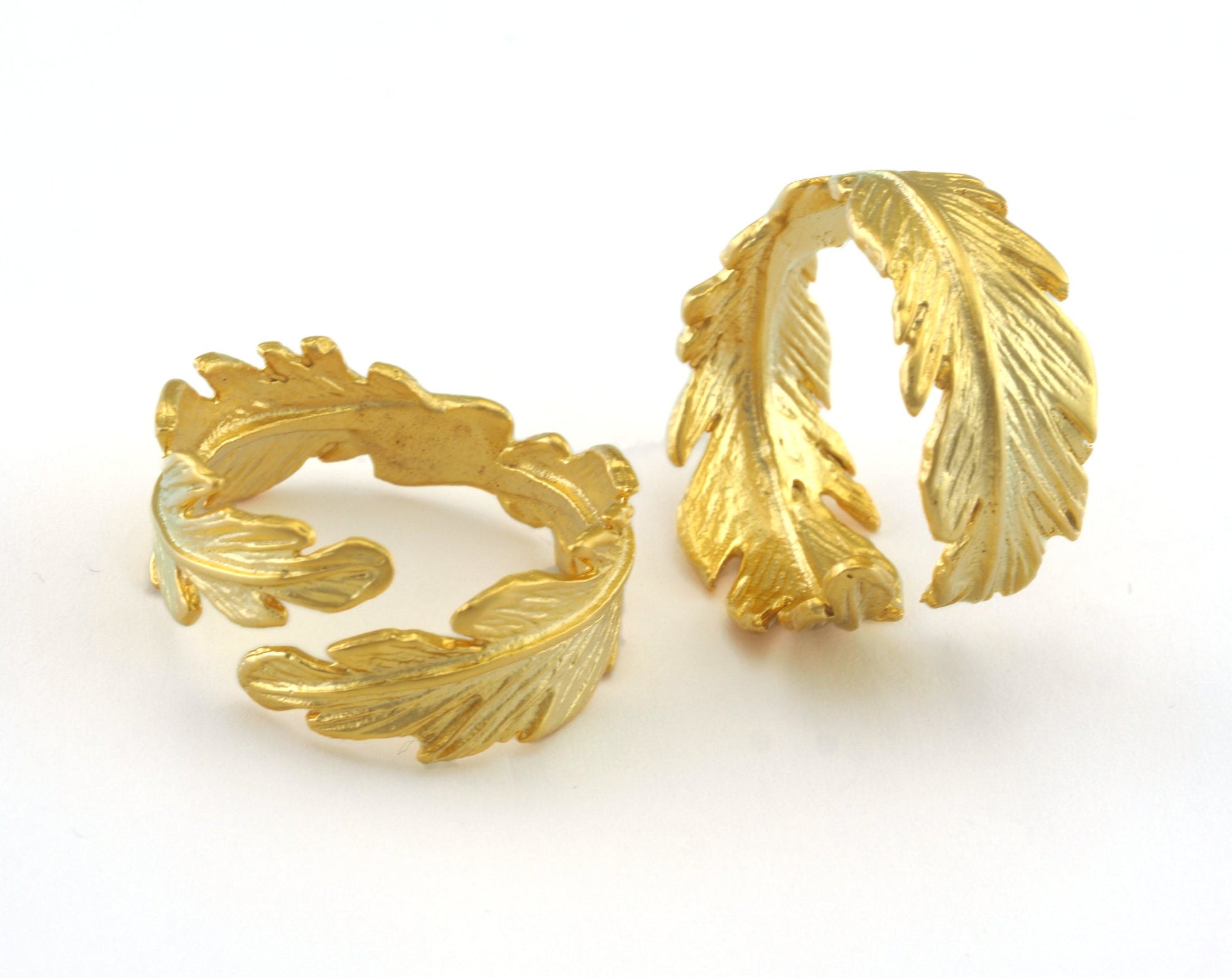 Leaf Ring Adjustable Matte Gold Plated brass (19mm 9US inner size) OZ3217 ring23