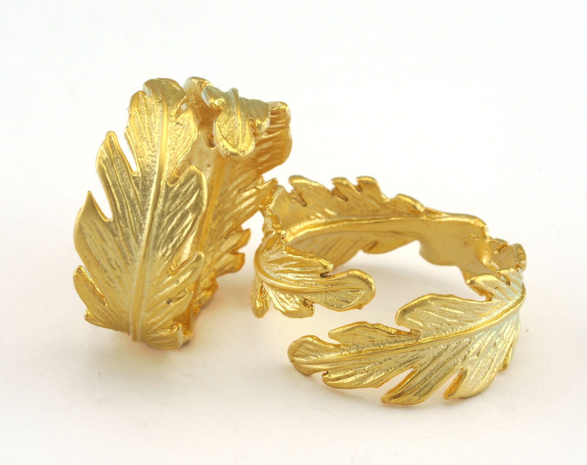 Leaf Ring Adjustable Matte Gold Plated brass (19mm 9US inner size) OZ3217 ring23