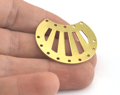 Cut Circle raw brass 32x35mm (optional holes) charms , findings earring oz2997-435