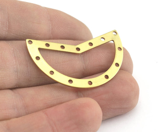 Semi Circle Geometric (optional holes) Charms Raw Brass 38x23mm 0.8mm thickness Findings OZ2772-220