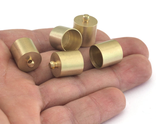 Ribbon End Raw Brass 16x14mm 13mm inner with loop cord tip ends, ends cap, findings ENC13 OZ3006