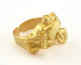 Motorcycles Adjustable Ring Matte Gold Plated Brass (17.5mm 7US inner size) OZ3223