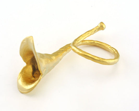 Ring Flower Adjustable Ring Matte Gold Plated Brass (18mm 8US inner size - Adjustable ) OZ3226
