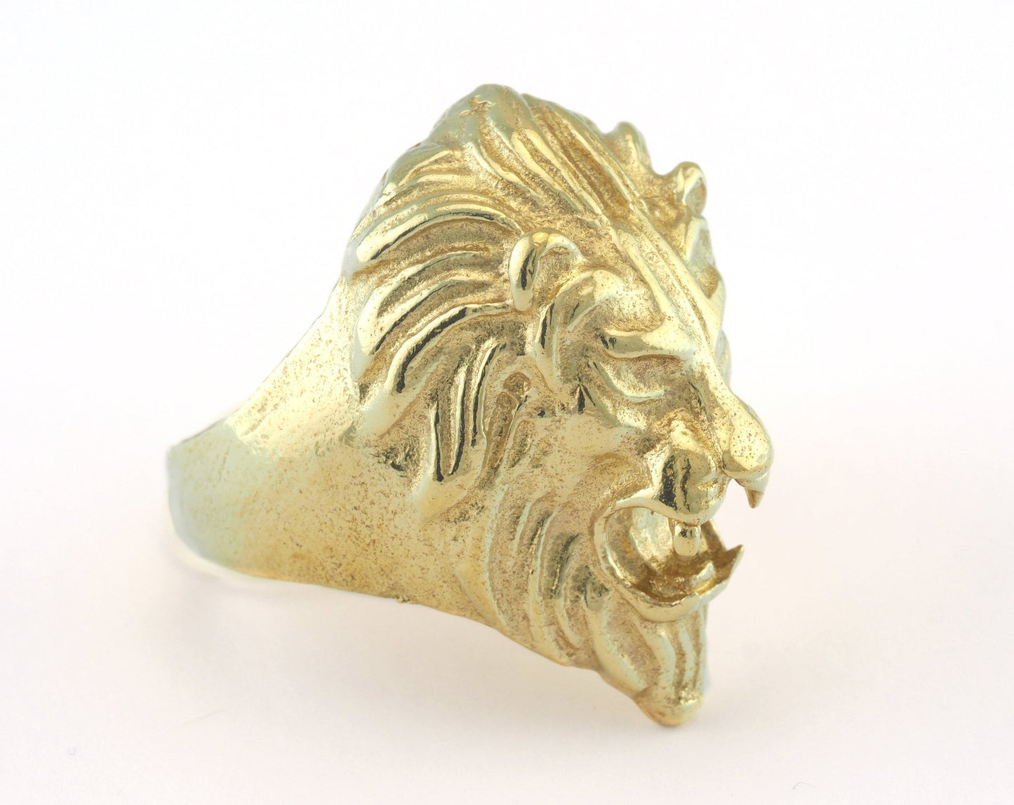 Lion Adjustable Ring Raw Brass (20mm 10.5US inner size) OZ2934