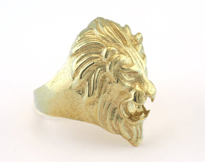 Lion Adjustable Ring Raw Brass (20mm 10.5US inner size) OZ2934