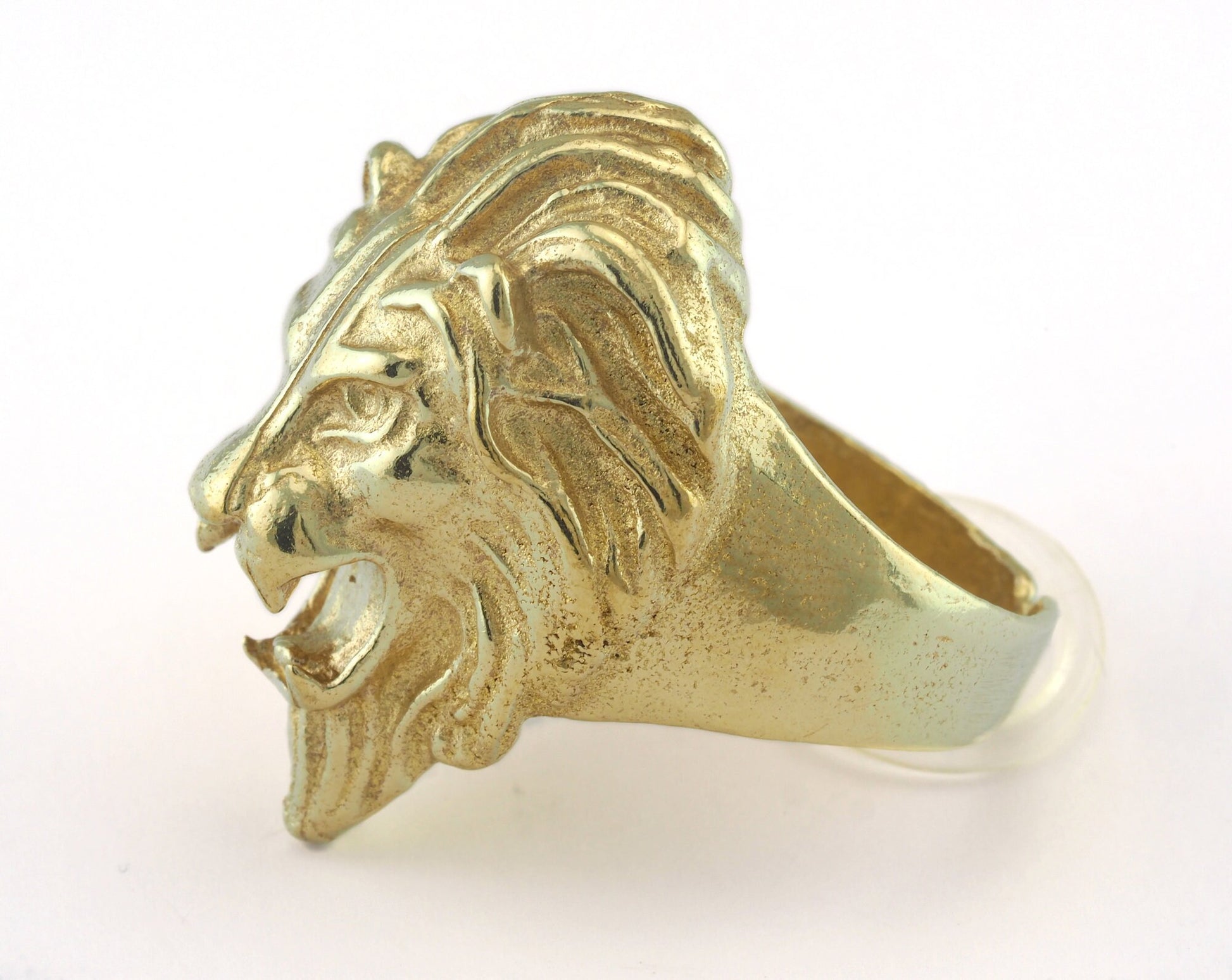 Lion Adjustable Ring Raw Brass (20mm 10.5US inner size) OZ2934
