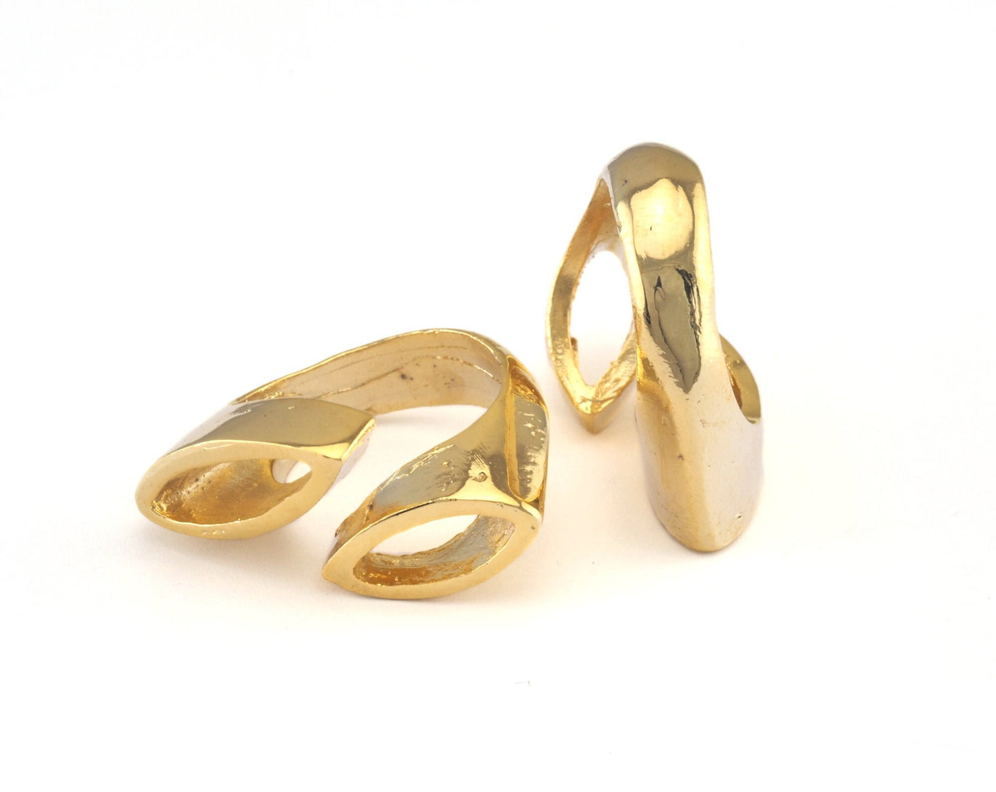 Adjustable Ring Shiny Gold Plated brass (18mm 8US inner size) Oz2988