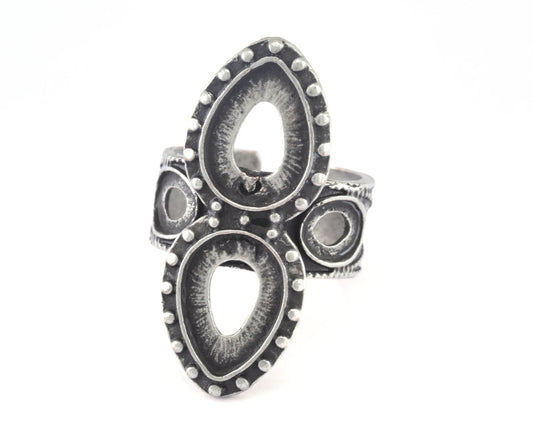 Ring Adjustable Ring Bezel Antique Silver plated brass (18.5mm 8.5US inner size - Adjustable ) OZ2685