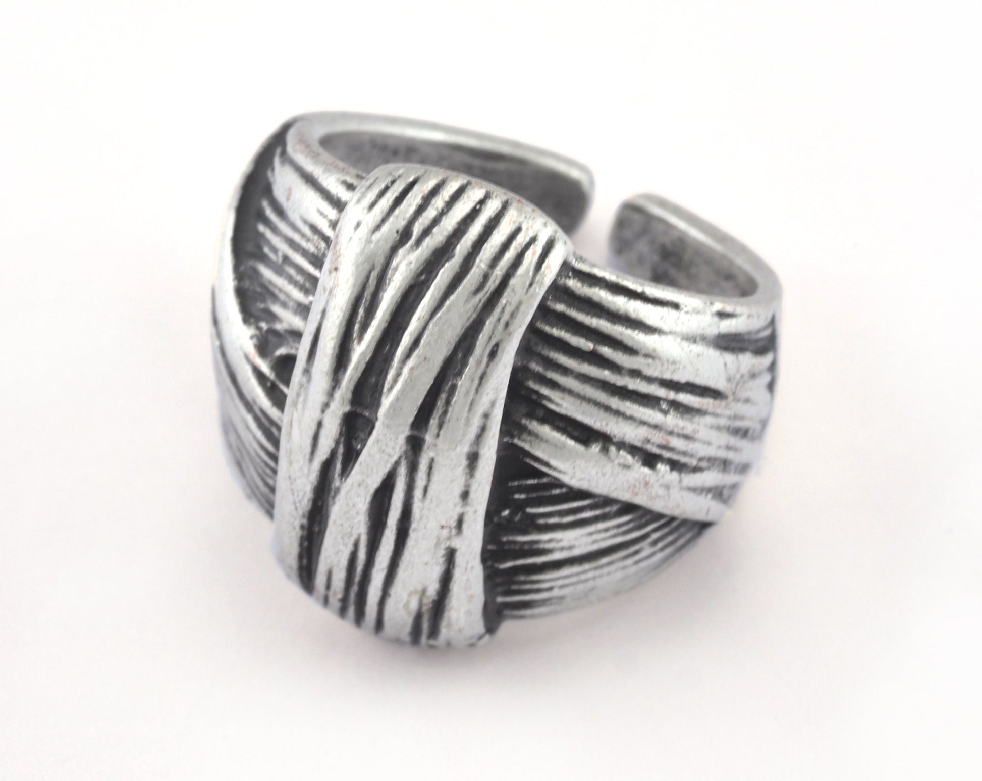 Knot Ring Adjustable Ring Antique Silver plated brass (19mm 9US inner size) OZ2727