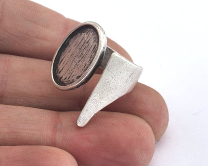 Ring Adjustable Ring 13x18 Bezel - Antique Silver Plated brass (18mm 7.5US inner size - Adjustable ) OZ2851
